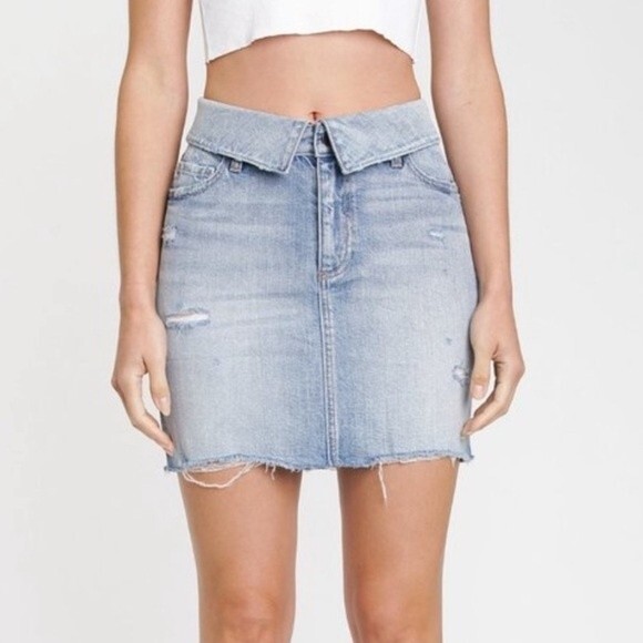 Pistola Revolve Sierra fold over high waist denim mini skirt women’s size 25 - Picture 1 of 7